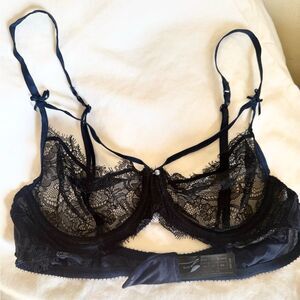Elle Macpherson Lace Balconette bra navy blue black women’s 36B unlined